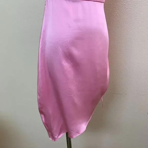 Amanda Uprichard X Revolve Chiara Mini Dress Small in Pink Flamingo Silk Satin